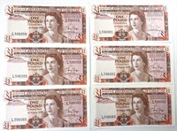 (6) Consecutive Gibraltar 1 Pounds Currency
