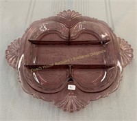 Amethyst glass sectional dish, Plat sectionnel