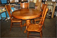 Table & 4 Chairs, 48D X 29H, Leaf 34W