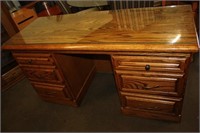 Lovely 6 Drawer Desk on Wheels with Glass Top