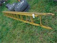 HEAVY LARGE WOODEN YELLOW EXTENSION LADDER