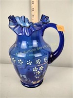Hand painted blue pitcher