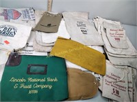 Bank money bags including Lincoln national Bank