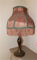 Victorian Style Table Lamp With Fringed Shade