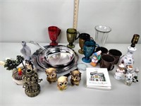 Silver plated serving trays, coffee mugs, enamel