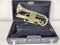 Bach trumpet, some wear, Rettig music case