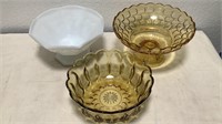 Vintage Milk Glass & Amber Glass Dishes