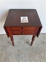 Antique Drop leaf Side table W/ 2 Drawers