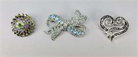 Vintage Marcasite and Rhinestone Brooches
