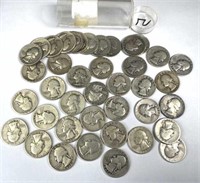 (40) Silver Washington Quarters, 30s-50s