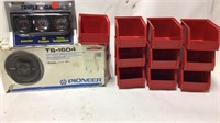Lot of Small Containers, Car Speakers & More