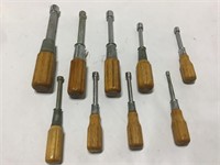 Lot of 9 Socket Screwdrivers in Various Sizes