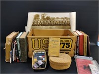 Box of Military Items WWII Photo + Books ++