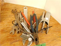 LOT - SPRING NOSE PLIERS, ADJ. WRENCH