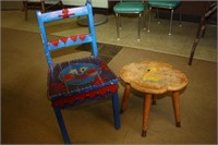 Wooden Chair & Small Table