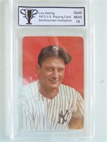 1973 Lou Gehrig playing card with 10 grade