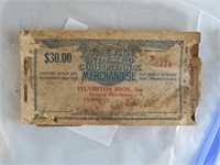 early 1900s 30 dollar coupon book Yelverton Bros