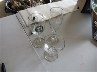 Trio of Miscellaneous Wine Glasses