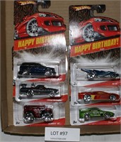 SET OF 6 NOS HOT WHEELS HAPPY BIRTHDAY TOYS