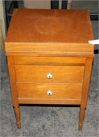 VTG. WOOD SEWING CABINET W/CONTENTS