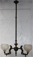19TH C. TWO LIGHT GAS CHANDELIER, NOT