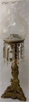 19TH C. GOLD GILT ASTRO LAMP, ORNATE SCROLL,