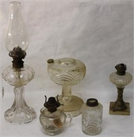 COLLECTION OF 5 GLASS LAMPS INCLUDING BACCARAT