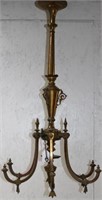 19TH C. 6 ARM BRASS, GAS CHANDELIER, APPEARS TO