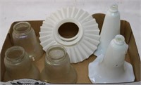 LOT OF 7 GLASS SHADES TO INCLUDE MATCHING SET OF