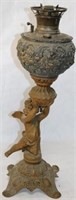 19TH C. B&H BANQUET LAMP WITH CHERUB, ONE