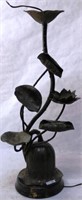 UNUSUAL BRONZE LILY PAD SCULPTURE, MOUNTED AS