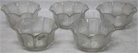 SET OF 5 ETCHED GLASS GAS SHADES, PANELED WITH