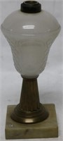 19TH C. FLUID LAMP WITH ALABASTER GLASS FONT WITH