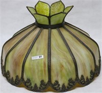 VINTAGE GREEN SLAG GLASS SHADE, GOOD OVERALL