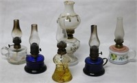 LOT OF 6 MINI LAMPS WITH CHIMNEYS & BURNERS, 2
