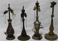 4 HEAVY QUALITY LAMP BASES TO INCLUDE ORIENTAL