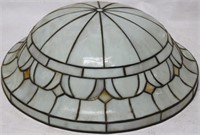 LEADED GLASS DOME STYLE HANGING LAMP, GEOMETRIC