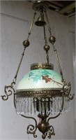 CONTEMPORARY BRASS PULL DOWN LAMP WITH AS IS