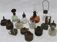 COLLECTION OF 16 SMALL LAMPS INCLUDING ALCOHOL,