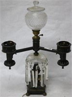 19TH C. DOUBLE ARM ARYAN LAMP WITH CUT GLASS