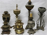 COLLECTION OF VICTORIAN LAMPS, SOME ELECTRIFIED,