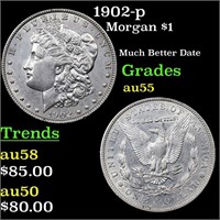 1902-p Morgan $1 Grades Choice AU