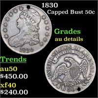 1830 Capped Bust 50c Grades AU Details