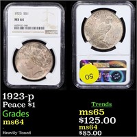 1923-p Peace $1 Graded ms64