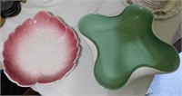 1953 Los Angeles Potteries pink leaf dish #440 -