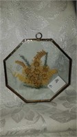 Vintage Pressed flower arrangement between glass