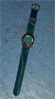 Butterfly watch with green strap