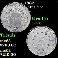 1882 Shield Nickel 5c Grades Select Unc.