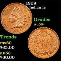 1909 Indian 1c Grades Choice AU/BU Slider+