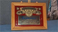 Vintage Budweiser mirror in wooden frame 11.25 in